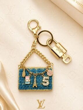 Authentic Louis Vuitton Lock & Key with unbranded Tweed Bag Bagcharm